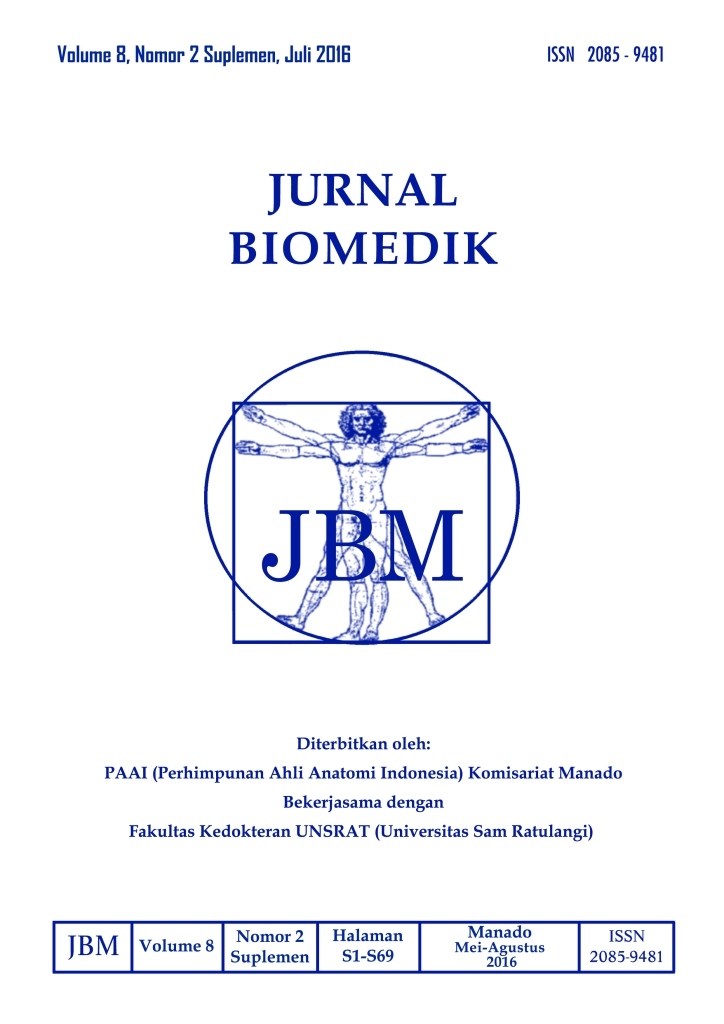 					View Vol. 8 No. 2 (2016): JURNAL BIOMEDIK : JBM Suplemen
				