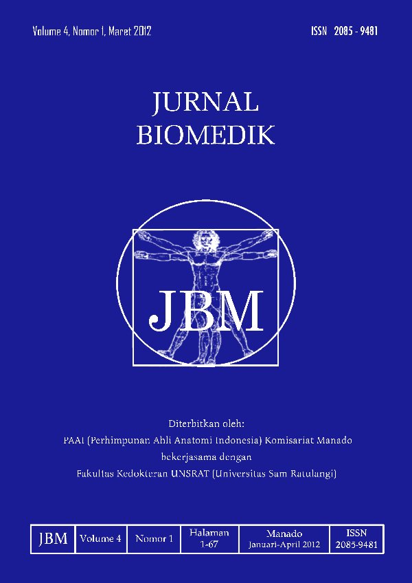 					View Vol. 4 No. 1 (2012): JURNAL BIOMEDIK : JBM
				