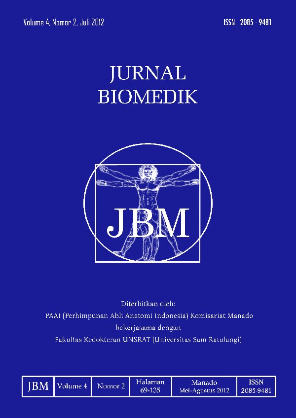 					View Vol. 4 No. 2 (2012): JURNAL BIOMEDIK : JBM
				
