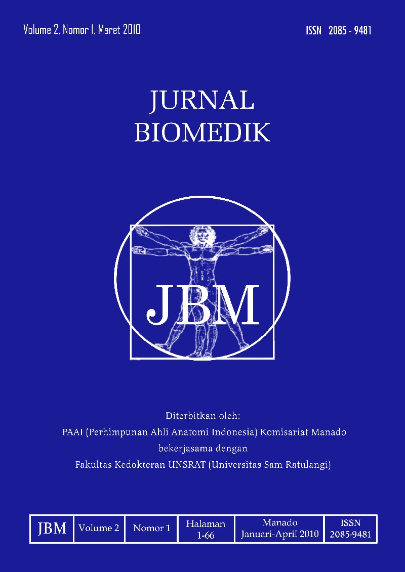 					View Vol. 2 No. 1 (2010): JURNAL BIOMEDIK : JBM
				