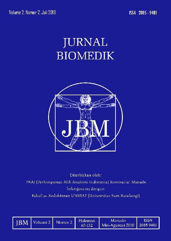 					View Vol. 2 No. 2 (2010): JURNAL BIOMEDIK : JBM
				