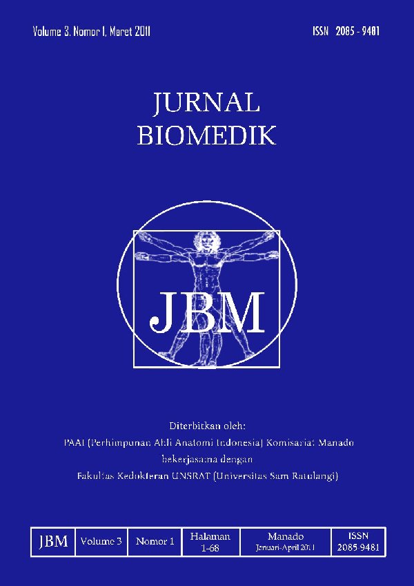 					View Vol. 3 No. 1 (2011): JURNAL BIOMEDIK : JBM
				