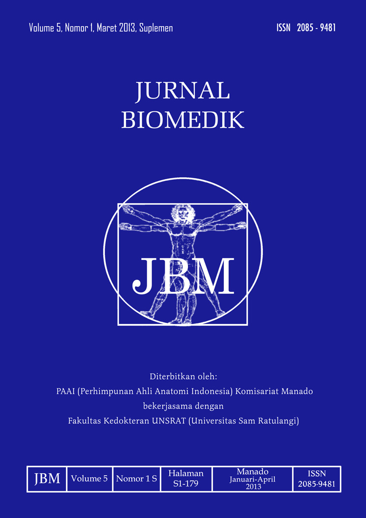 					View Vol. 5 No. 1 (2013): JURNAL BIOMEDIK : JBM Suplemen
				