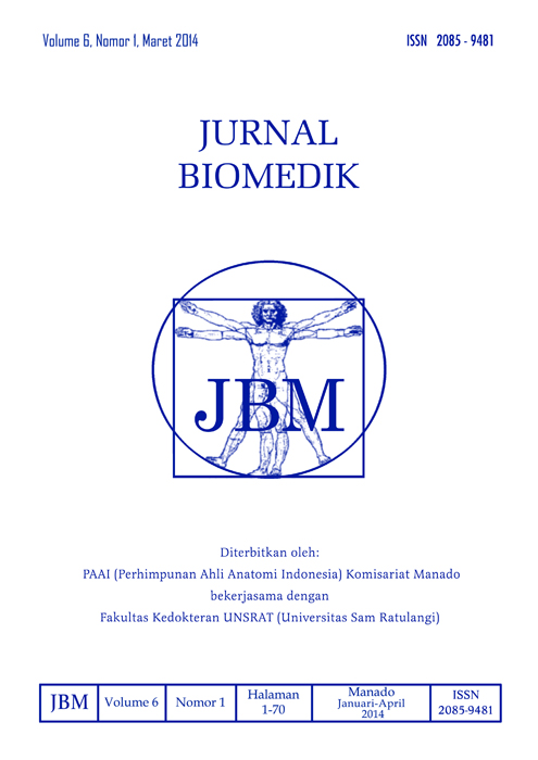 					View Vol. 6 No. 1 (2014): JURNAL BIOMEDIK : JBM Maret 2014
				
