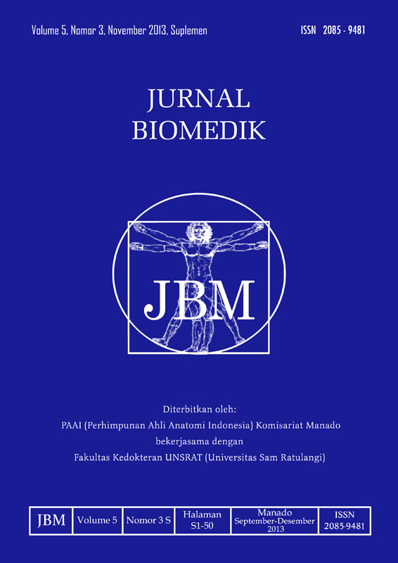 					View Vol. 5 No. 3 (2013): JURNAL BIOMEDIK : JBM Suplemen
				