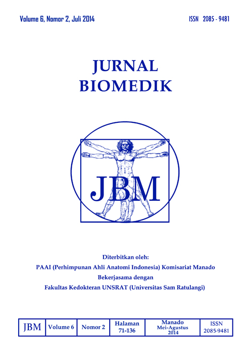 					View Vol. 6 No. 2 (2014): JURNAL BIOMEDIK : JBM Juli 2014
				