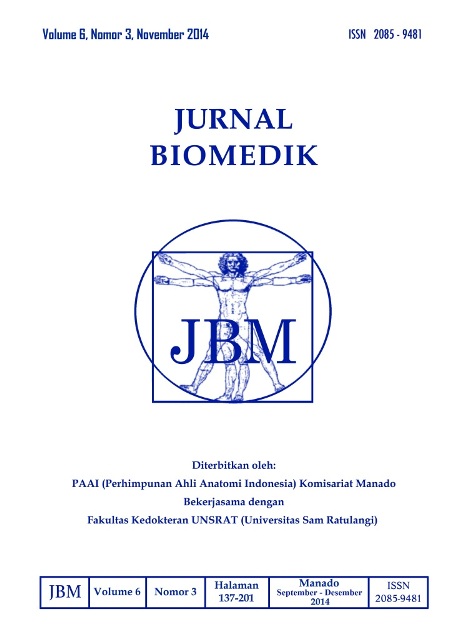 					View Vol. 6 No. 3 (2014): JURNAL BIOMEDIK : JBM
				