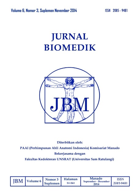 					View Vol. 6 No. 3 (2014): JURNAL BIOMEDIK : JBM Suplemen
				