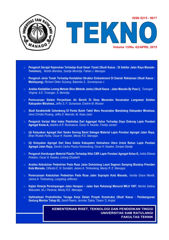 					View Vol. 13 No. 62 (2015): JURNAL TEKNO-SIPIL
				