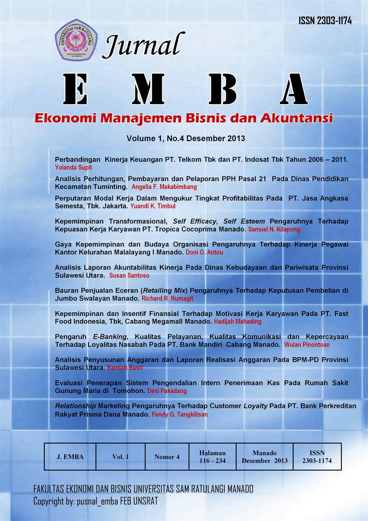 					View Vol. 1 No. 4 (2012): Jurnal EMBA, HAL 116 - 234
				