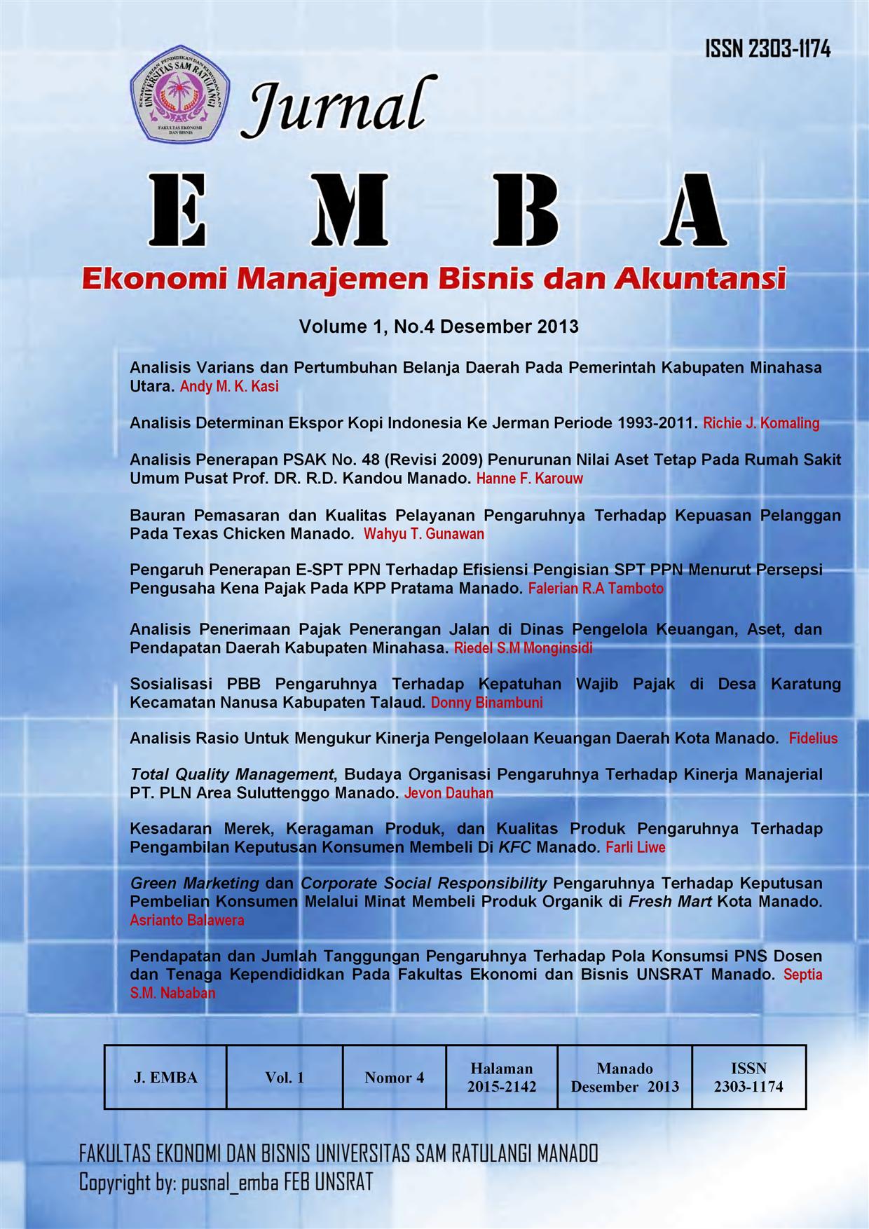 					View Vol. 1 No. 4 (2013): Jurnal EMBA, HAL 2015 - 2142
				