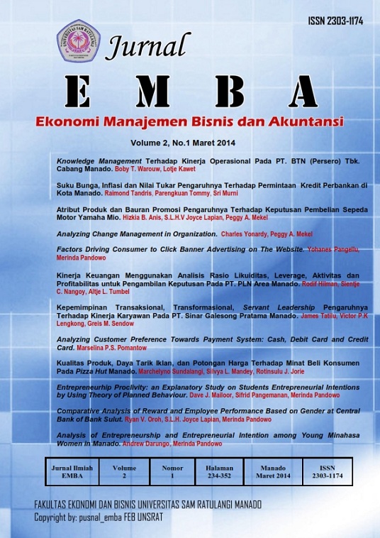 					View Vol. 2 No. 1 (2014): Jurnal EMBA, HAL 234 - 352
				