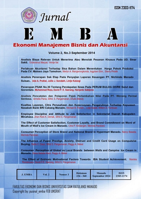 					View Vol. 2 No. 3 (2014): Jurnal EMBA, HAL 236 - 360
				