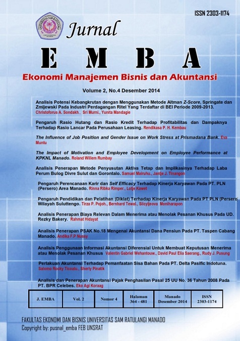 					View Vol. 2 No. 4 (2014): Jurnal EMBA, HAL 364- 481
				