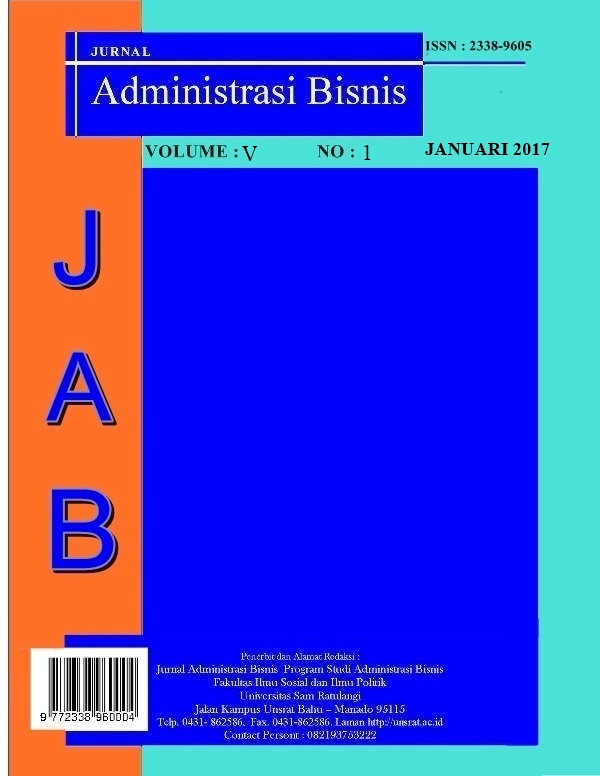 					View Vol. 5 No. 1 (2017): JURNAL ADMINISTRASI BISNIS
				