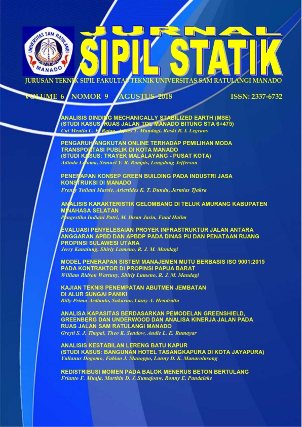 					Lihat Vol 6 No 8 (2018): JURNAL SIPIL STATIK
				