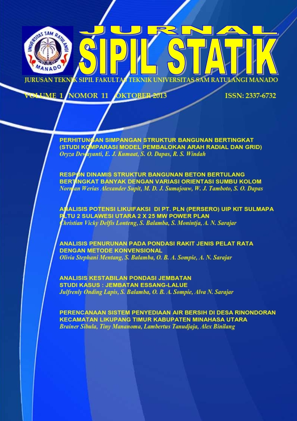 					Lihat Vol 1 No 11 (2013): JURNAL SIPIL STATIK
				