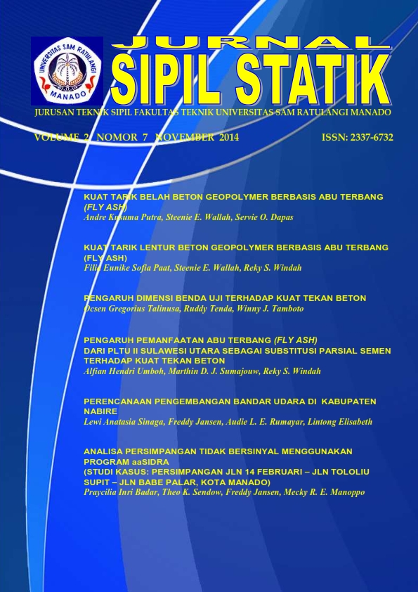 					Lihat Vol 2 No 7 (2014): JURNAL SIPIL STATIK
				