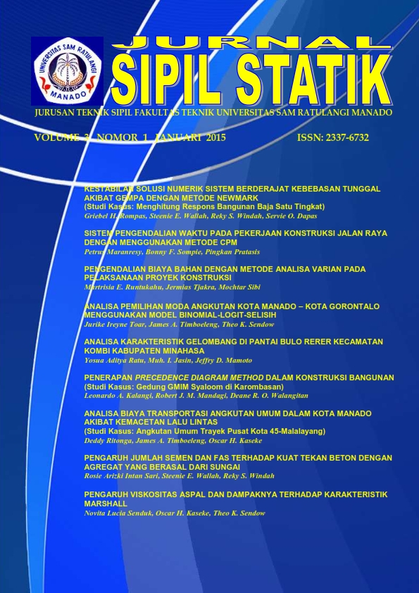 					View Vol. 3 No. 1 (2015): JURNAL SIPIL STATIK
				