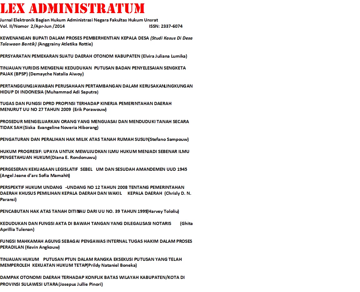					View Vol. 2 No. 2 (2014): Lex Administratum
				