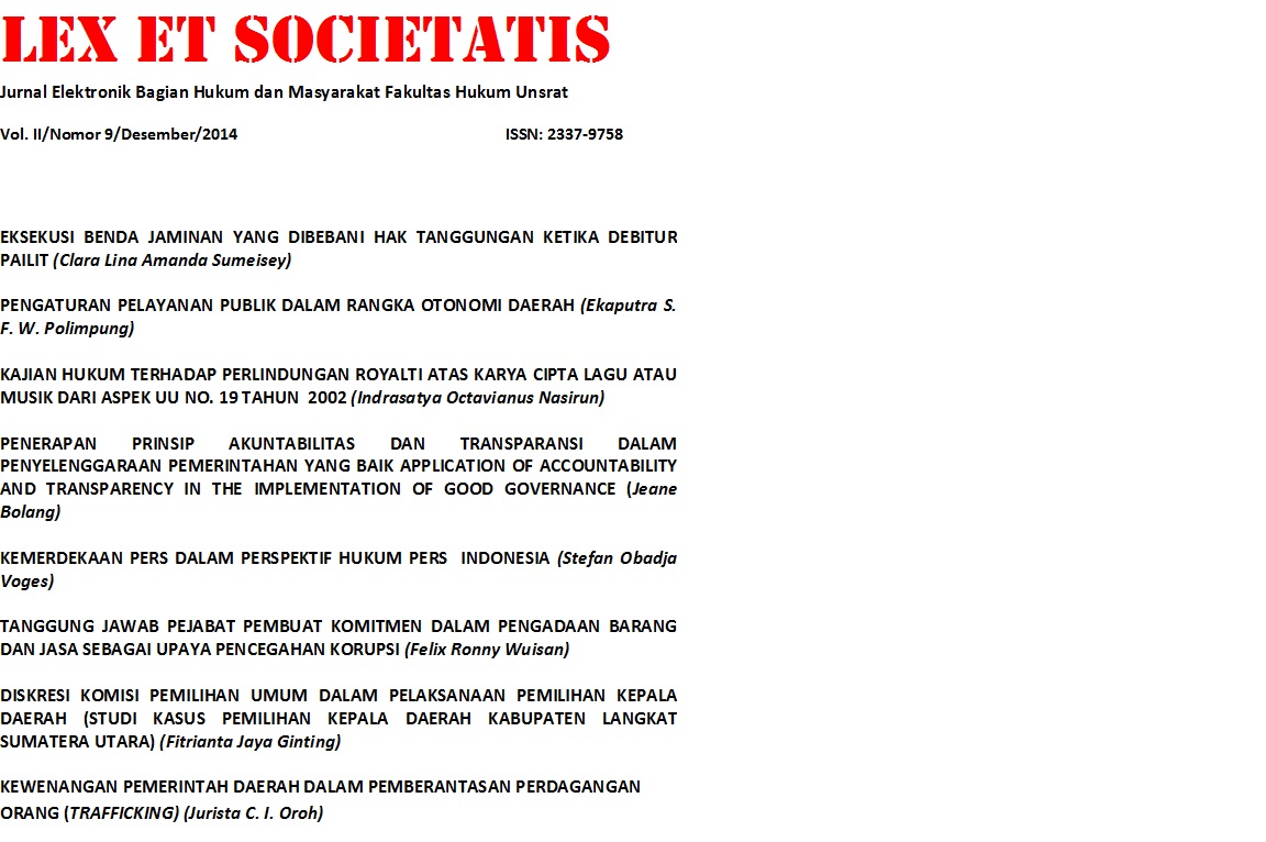 					View Vol. 2 No. 9 (2014): Lex Et Societatis
				