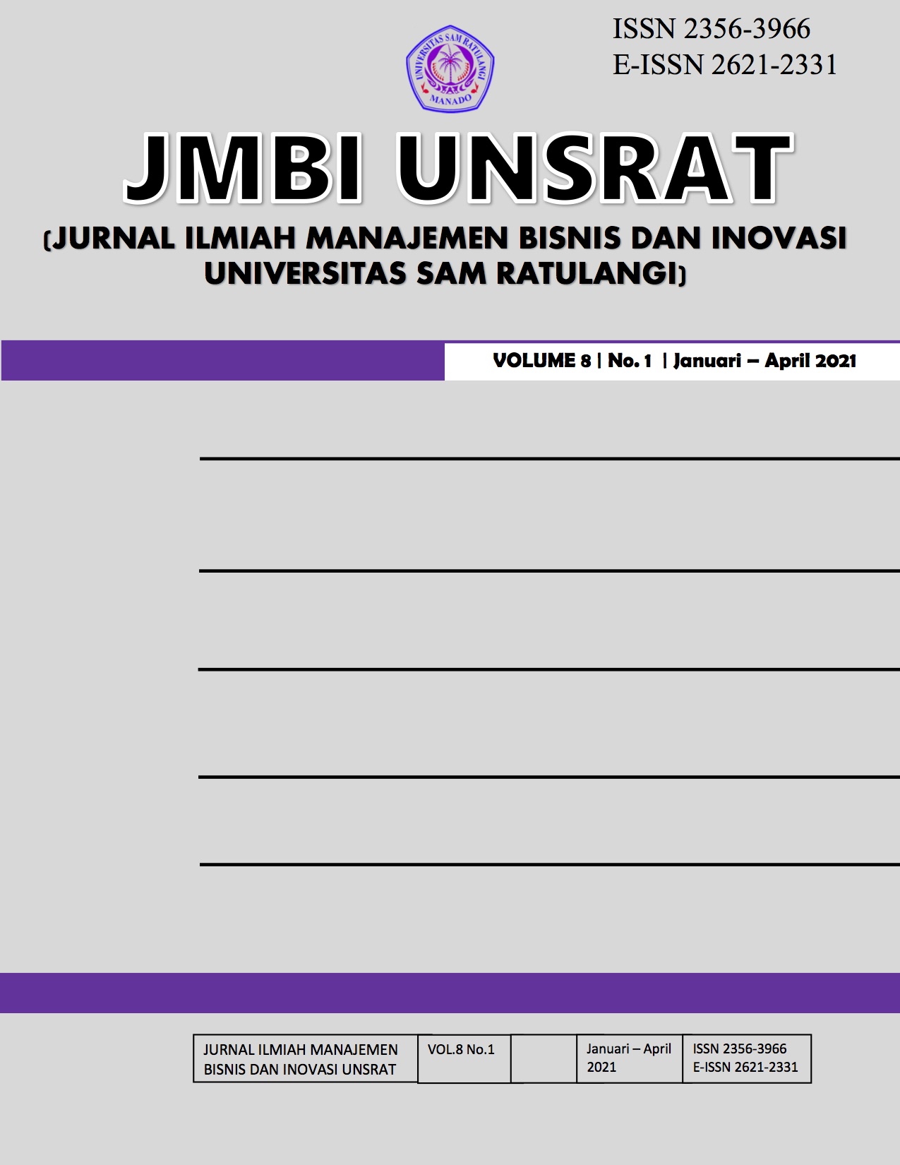 					View Vol. 8 No. 1 (2021): JMBI UNSRAT Volume 8 Nomor 1
				