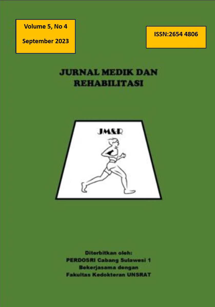 					View Vol. 5 No. 4 (2023): JURNAL MEDIK DAN REHABILITASI (JMR) VOLUME 5 NOMOR 4, September 2023
				