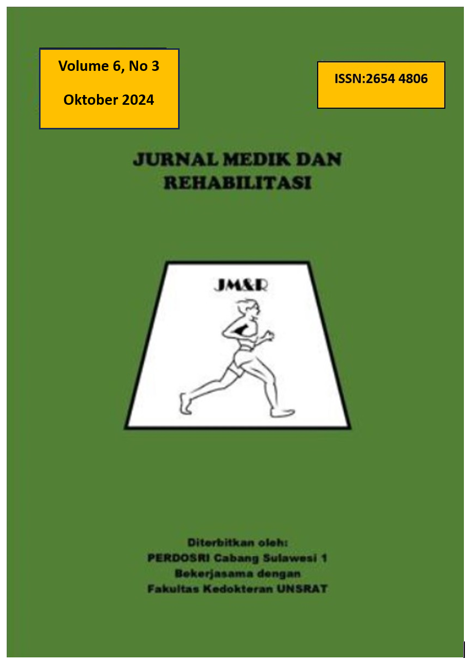 					View Vol. 6 No. 3 (2024): JURNAL MEDIK DAN REHABILITASI (JMR) VOLUME 6 NOMOR 3, Oktober 2024
				