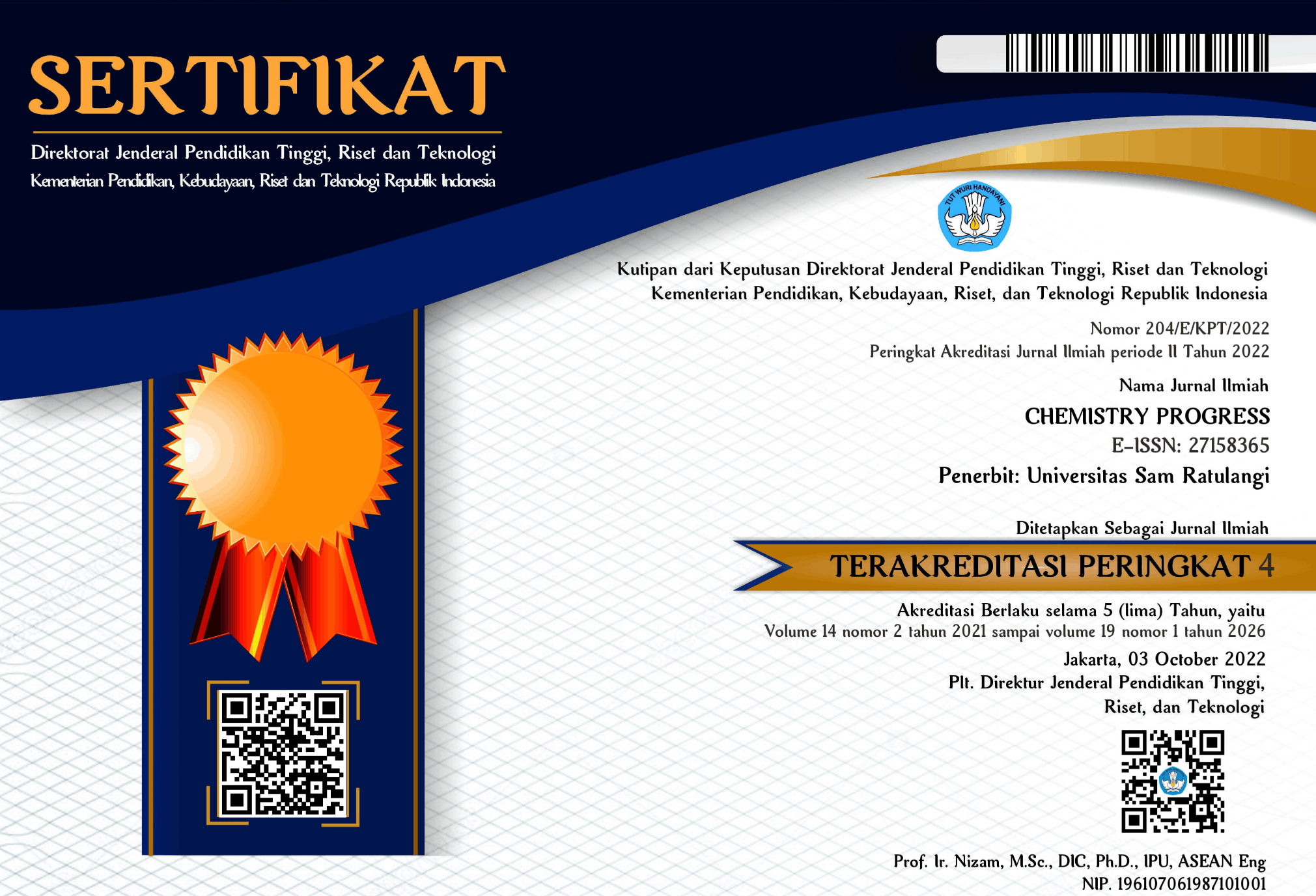 Sertifikat Akreditasi Chemistry Progress